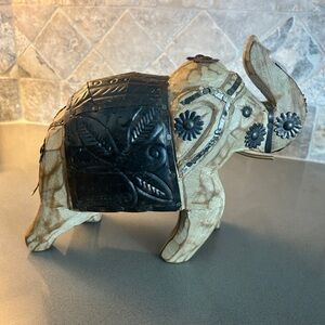 Vintage Hand Carved Wood Elephant